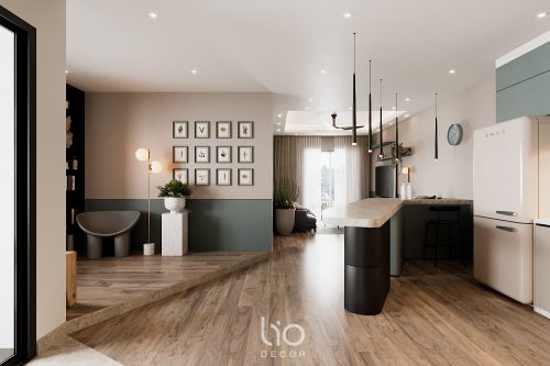 Căn hộ Sài Gòn South Residence - Thiết kế nội thất 2 phòng ngủ tông màu xanh mint hiện đại, độc đáo