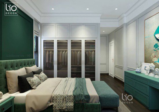 Thiết kế biệt thự tân cổ điển 1 trệt 1 lầu và hầm để xe có sân vườn 13 %lio decor%