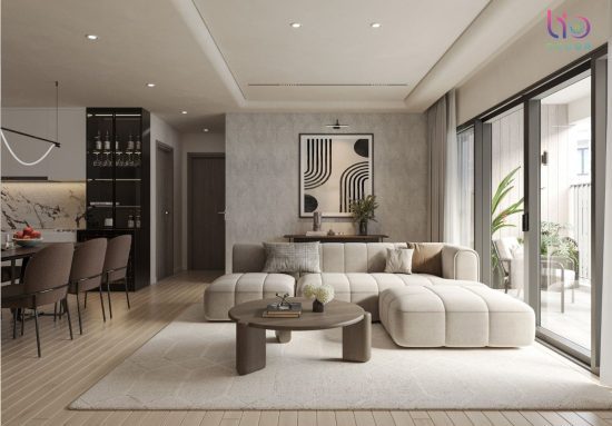 Căn hộ west gate 3 phòng ngủ- Thiết kế phòng khách +bếp v3