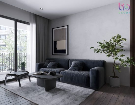 Căn hộ westgate 3 phòng ngủ - thiết kế phòng khách + bếp tông màu tối v7