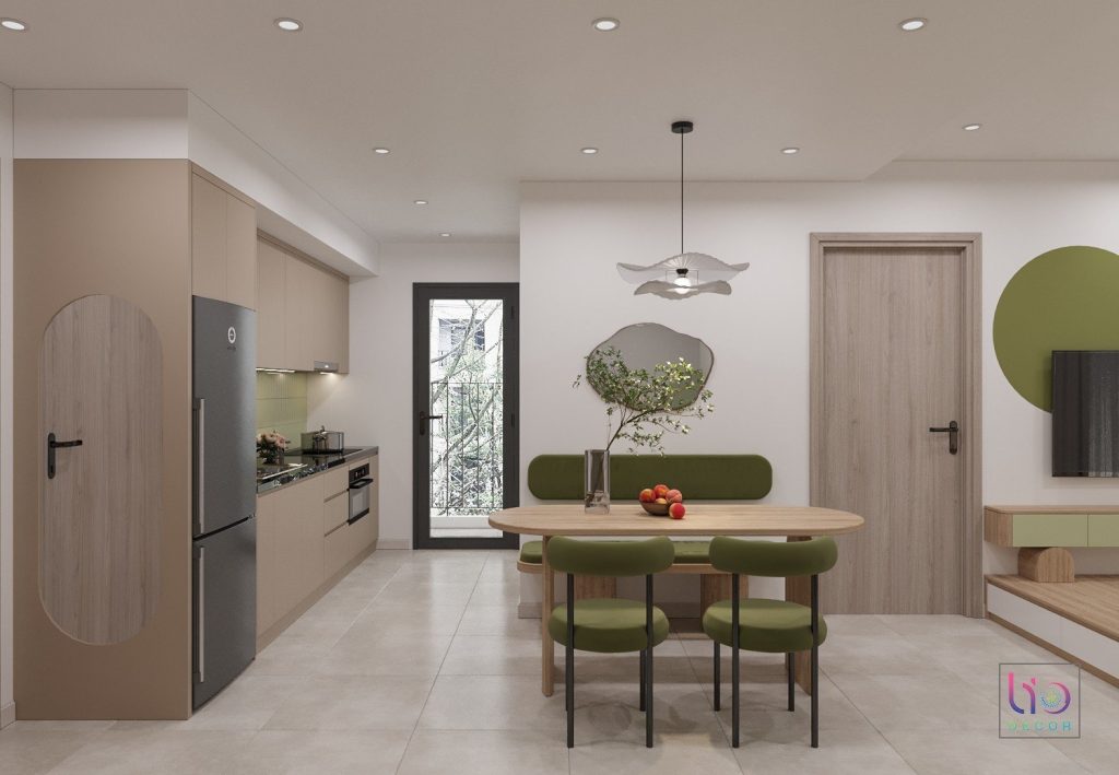 Phòng Bếp| Thiết kế nội thất căn hộ phong cách japandi kết hợp tropical | Căn hộ Westgate 2 phòng ngủ + view bếp Căn hộ westgate 2 phòng ngủ + thiết kế phòng khách và bếp v1
