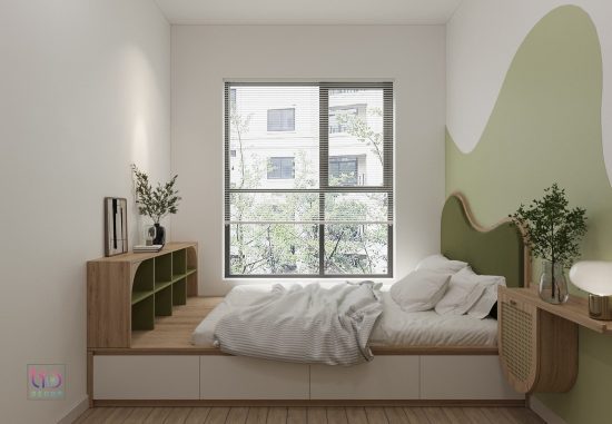 Căn hộ westgate 2 phòng ngủ + thiết kế phòng ngủ tông xanh v2