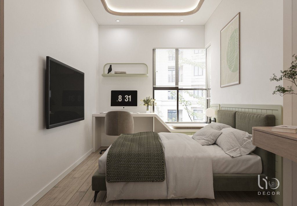 Thiết kế căn hộ West Gate 2 phòng ngủ- kết hợp các vật liệu tự nhiên- màu xanh trong đồ trang trí