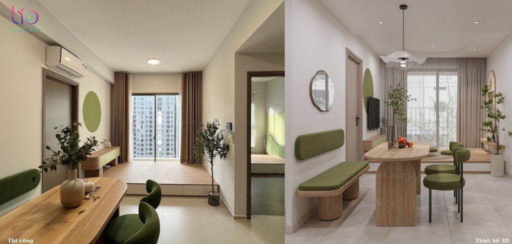 Thi công nội thất căn hộ West gate - phòng khách view 1