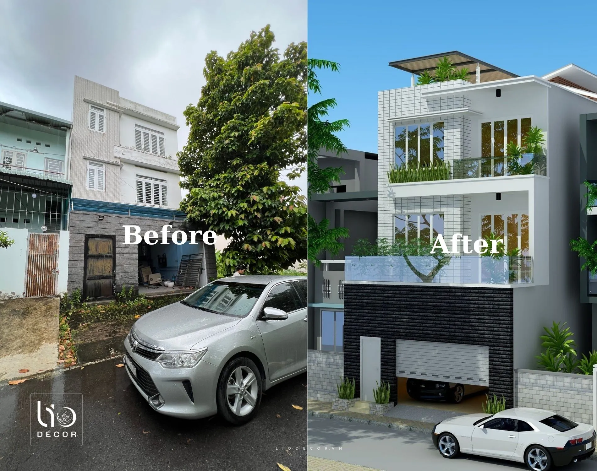 Thiết kế cải tạo ngoại thất nhà phố KDC Phú Xuân Nhà bè %lio decor%