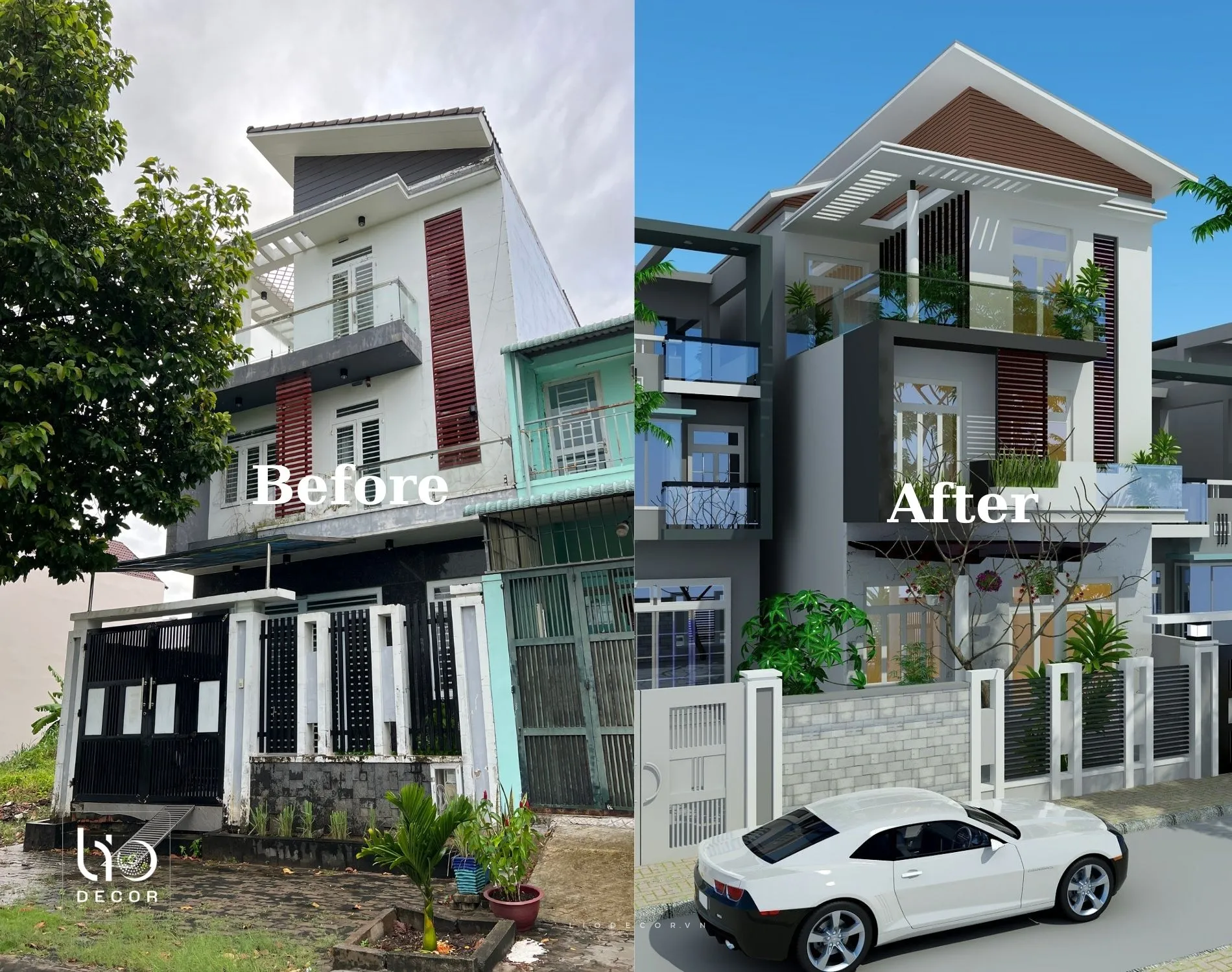 Thiết kế cải tạo ngoại thất nhà phố KDC Phú Xuân Nhà bè %lio decor%